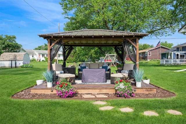 303 6th Ave, Newhall, IA 52315 - view of patio / terrace with a gazebo and an outdoor living space