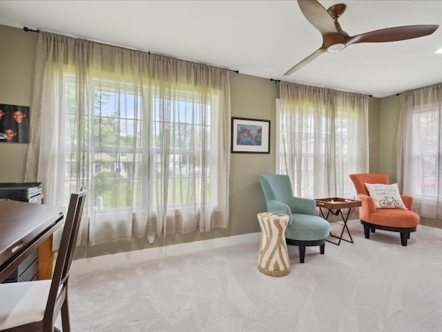501 Washington Ct SW Unit B, Mount Vernon, IA 52314 - sitting room with carpet flooring and ceiling fan