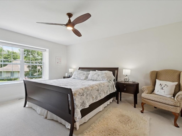 501 Washington Ct SW Unit B, Mount Vernon, IA 52314 - bedroom featuring light carpet, ceiling fan, and baseboards