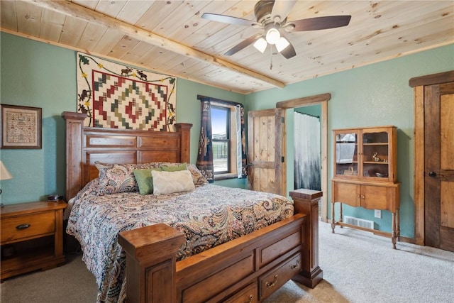 2527 61st St Ln Lot 1, Vinton, IA 52349 - carpeted bedroom featuring wood ceiling and ceiling fan