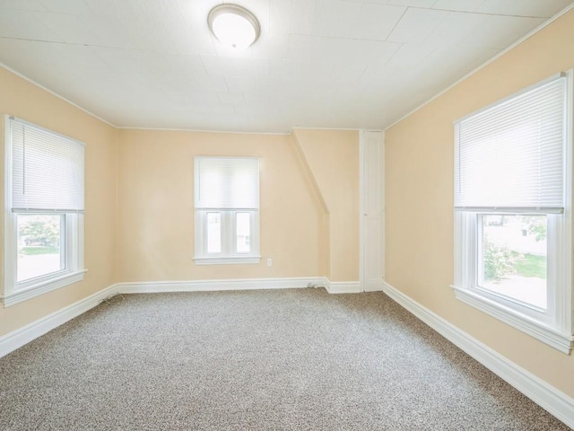 207 Prospect St NW, Blairstown, IA 52209 - empty room featuring carpet floors, healthy amount of natural light, and ornamental molding