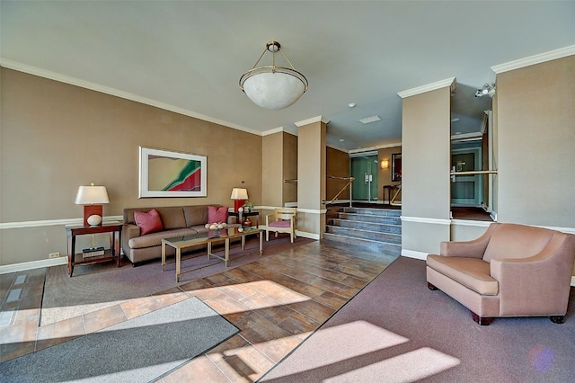 2222 1st Ave NE Unit 507, Cedar Rapids, IA 52402 - building lobby featuring crown molding and stairway
