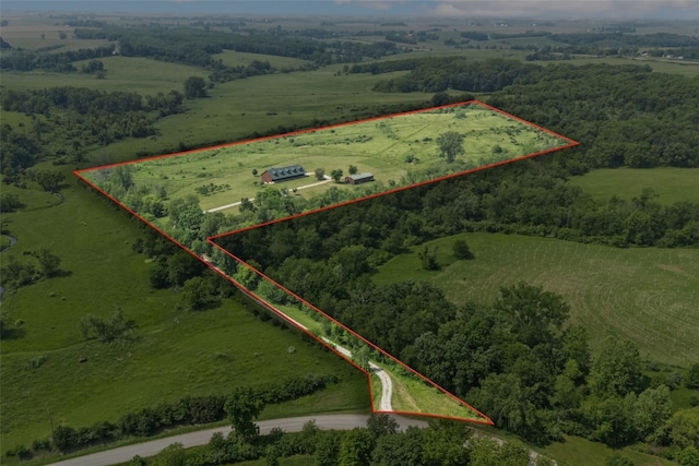 660 Garfield Rd, West Branch, IA 52358 - aerial view of sparsely populated area with property parcel outlined