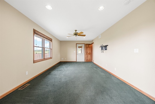 660 Garfield Rd, West Branch, IA 52358 - spare room with carpet floors, recessed lighting, ceiling fan, and a smoke detector