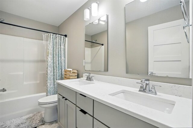 1643 Avalon Pl, Iowa City, IA 52245 - full bathroom featuring shower / bath combination with curtain and double vanity