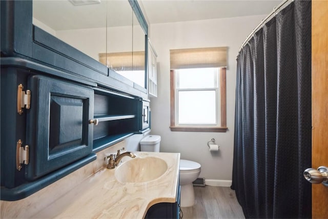 2901 J St SW, Cedar Rapids, IA 52404 - full bath featuring vanity, wood finished floors, and a shower with curtain