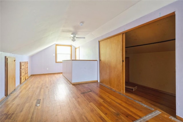 2901 J St SW, Cedar Rapids, IA 52404 - bonus room with ceiling fan, light wood-type flooring, and lofted ceiling