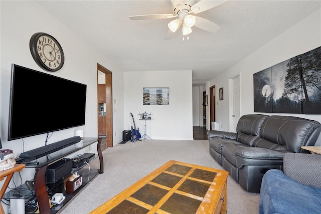 1802 9th Ave, Belle Plaine, IA 52208 - carpeted living area with a ceiling fan