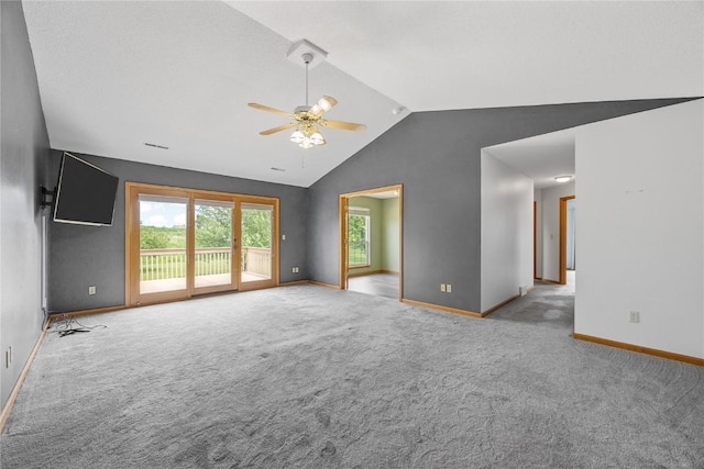 3110 Towne House Dr NE Unit C, Cedar Rapids, IA 52402 - spare room with lofted ceiling, a ceiling fan, and carpet