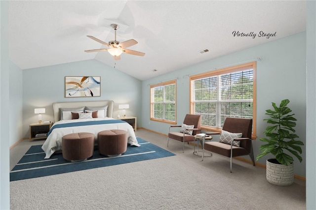 218 Teakwood Ln NE, Cedar Rapids, IA 52402 - carpeted bedroom featuring lofted ceiling and a ceiling fan