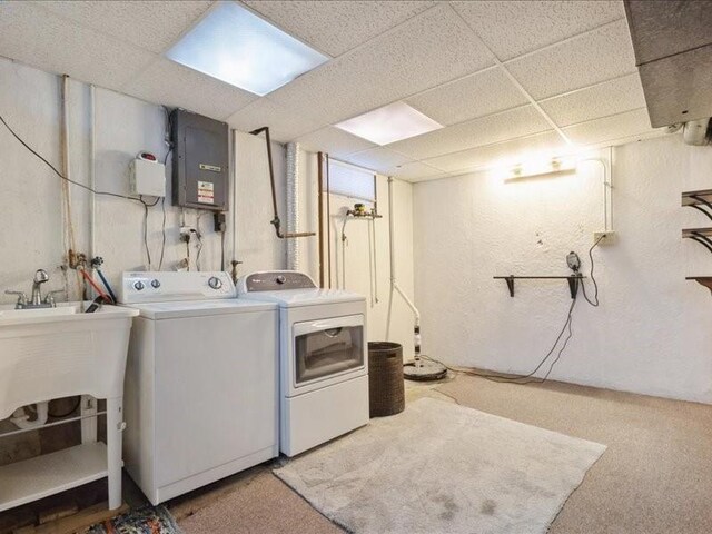 8 25th Ave SW, Cedar Rapids, IA 52404 - laundry room with electric panel, washer and dryer, and carpet