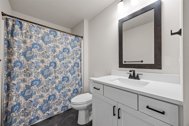 4263 Calder Dr, Marion, IA 52302 - full bath with marble finish flooring, vanity, and a shower with curtain