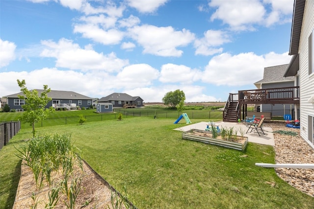 4263 Calder Dr, Marion, IA 52302 - fenced backyard featuring a deck, a patio area, and stairway