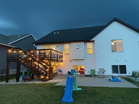 4263 Calder Dr, Marion, IA 52302 - back of house with a patio, a deck, stairs, and a lawn