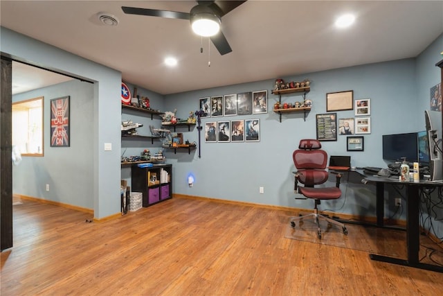 765 34th Ave, Marion, IA 52302 - office area with ceiling fan and wood finished floors
