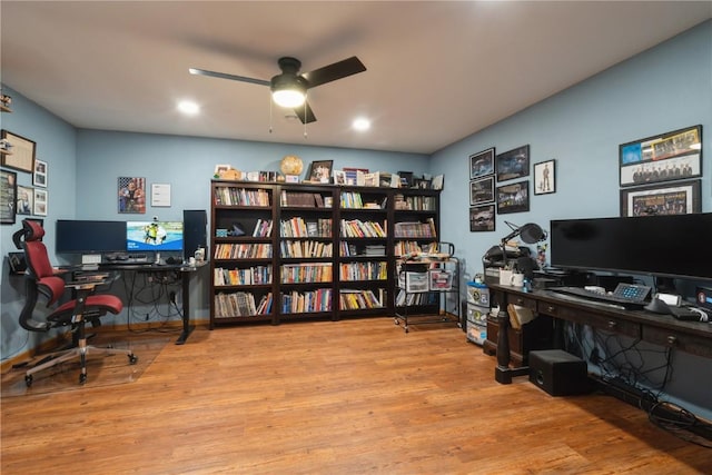 765 34th Ave, Marion, IA 52302 - office space with ceiling fan, wood finished floors, and recessed lighting