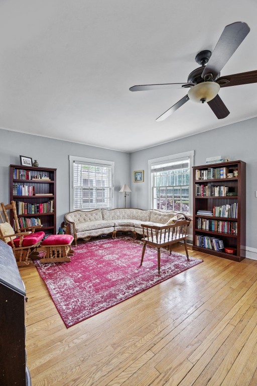 1812 Blake Blvd SE, Cedar Rapids, IA 52403 - living room featuring wood-type flooring and ceiling fan