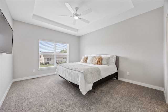 6415 Rookwood Ln, Marion, IA 52302 - carpeted bedroom with a raised ceiling and ceiling fan