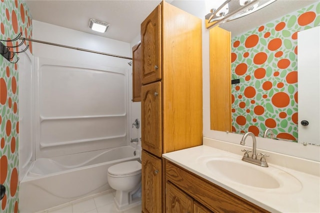 4531 Sugar Pine Dr NE, Cedar Rapids, IA 52402 - full bathroom with vanity,  shower combination, wallpapered walls, and tile patterned floors