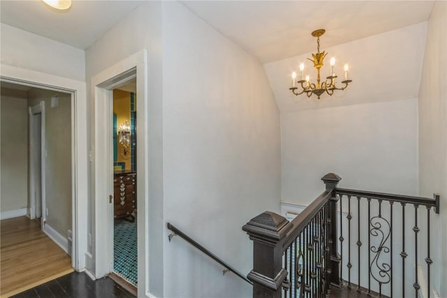 1346 11th St, Marion, IA 52302 - stairs with a chandelier and wood finished floors