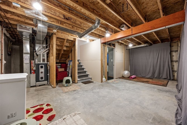 3810 Waterview Ct SW, Cedar Rapids, IA 52404 - unfinished basement featuring stairs and heating unit