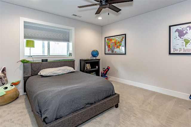 608 Pointer Cir, Center Point, IA 52213 - bedroom with carpet, recessed lighting, and a ceiling fan