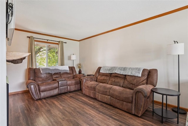 3210 5th St, Marion, IA 52302 - living area featuring dark wood-style floors and ornamental molding