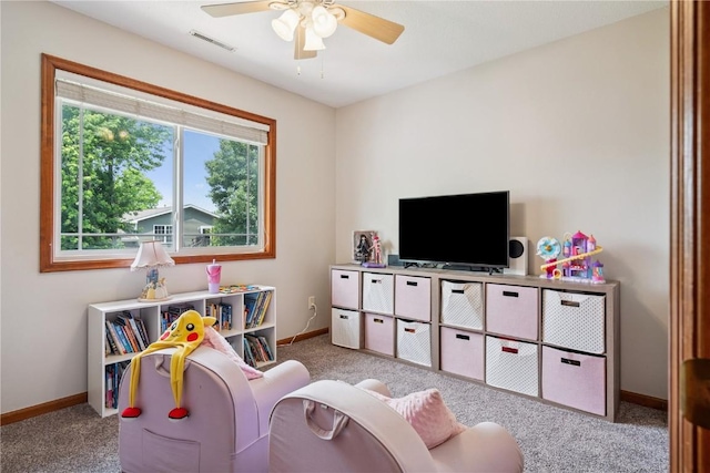3210 5th St, Marion, IA 52302 - playroom featuring ceiling fan and carpet