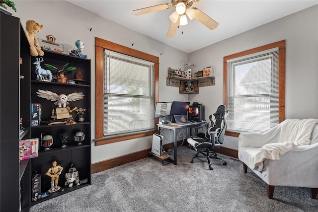 1307 8th St NW, Cedar Rapids, IA 52405 - office area with carpet flooring and ceiling fan