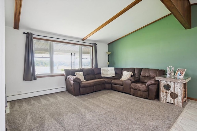 5995 32nd Ave, Shellsburg, IA 52332 - living area featuring a baseboard heating unit and baseboards