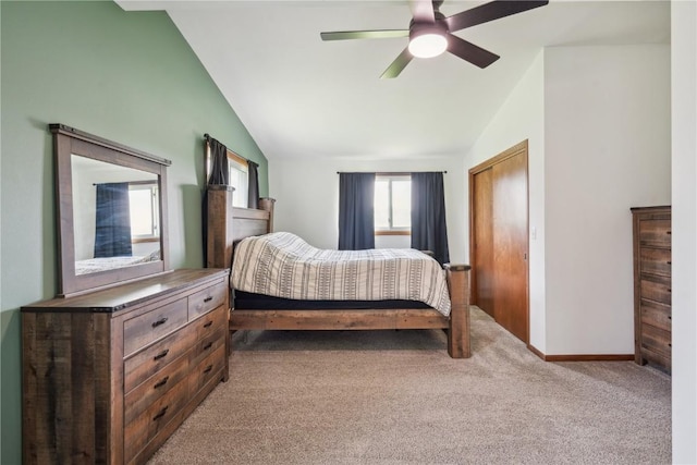 5995 32nd Ave, Shellsburg, IA 52332 - carpeted bedroom with lofted ceiling and ceiling fan
