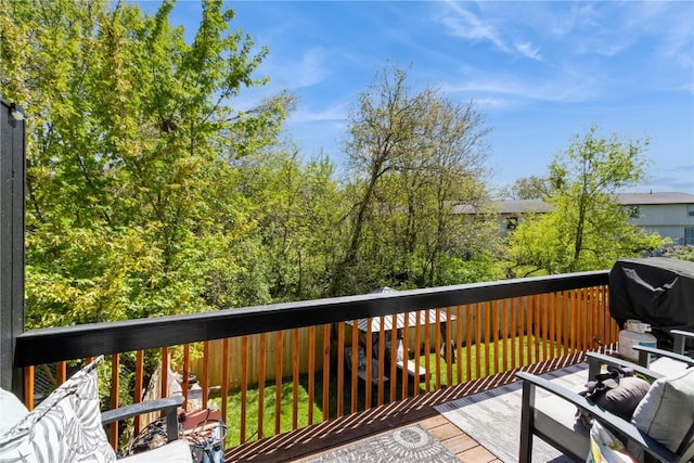 1932 N Ridge Dr, Coralville, IA 52241 - wooden terrace featuring a grill