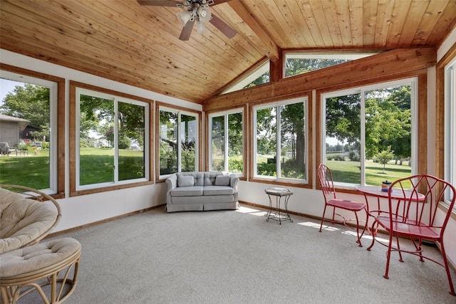 105 Parkview Dr, Tipton, IA 52772 - sunroom / solarium featuring lofted ceiling, carpet floors, and wooden ceiling