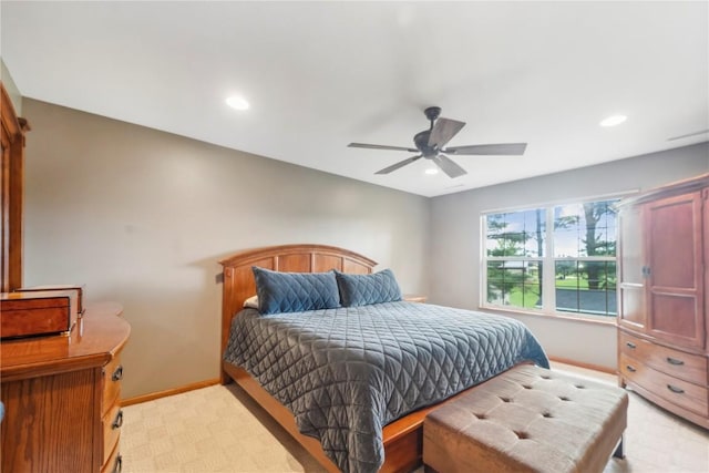 2385 Wolf Creek Trl, Hiawatha, IA 52233 - bedroom featuring recessed lighting, a ceiling fan, and light floors