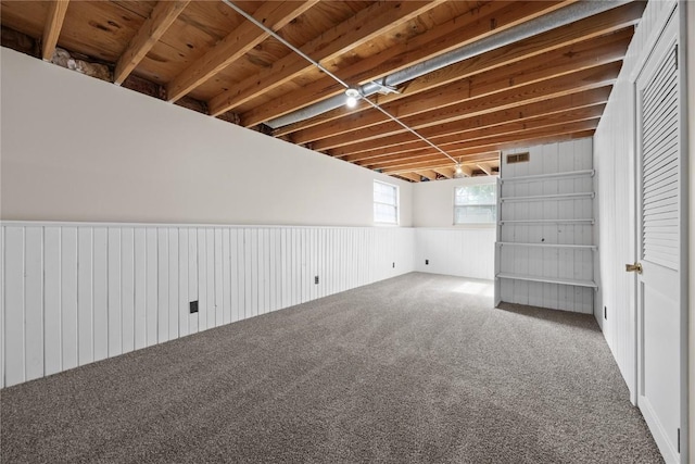 6612 Boulder Dr, Cedar Rapids, IA 52405 - basement featuring carpet and wainscoting