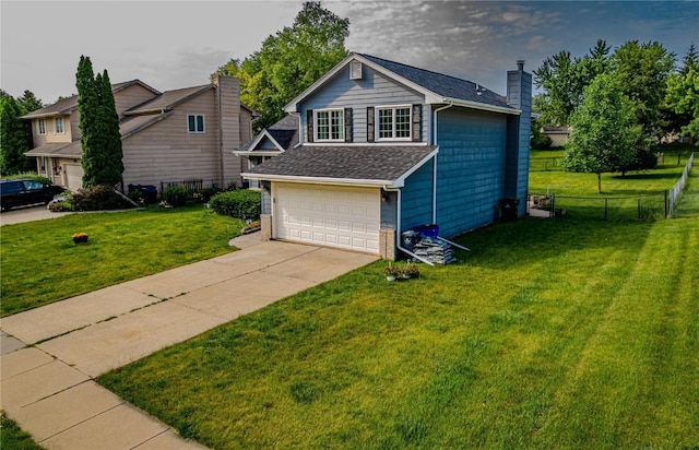 446 Bezdek Dr SW, Cedar Rapids, IA 52405 - view of front of property with an attached garage, concrete driveway, a chimney, and roof with shingles