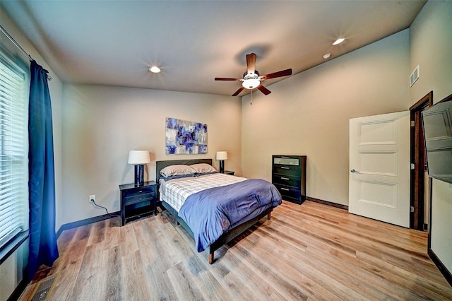 1004 Creekside Dr, Tiffin, IA 52340 - bedroom featuring light wood-style floors, recessed lighting, and ceiling fan