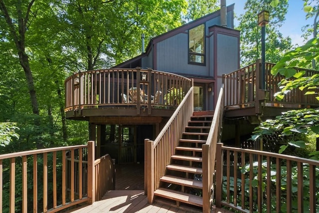 2520 NE Sugar Bottom Rd, Solon, IA 52333 - wooden deck with stairway
