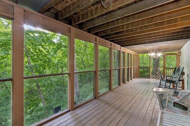 2520 NE Sugar Bottom Rd, Solon, IA 52333 - unfurnished sunroom with a chandelier