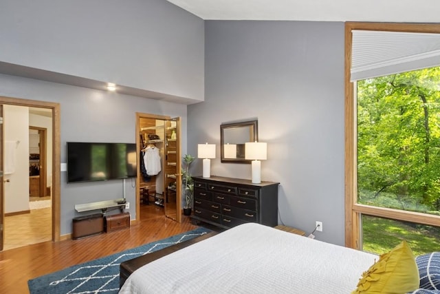 2520 NE Sugar Bottom Rd, Solon, IA 52333 - bedroom with a walk in closet, wood finished floors, a closet, and ensuite bath