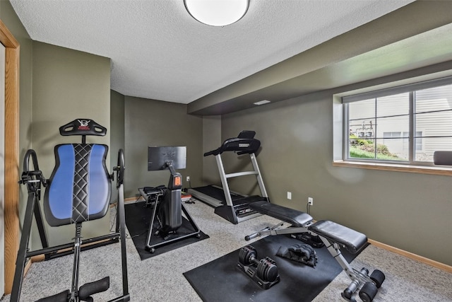 4131 Lakeview Dr SW, Cedar Rapids, IA 52404 - exercise room with carpet and a textured ceiling