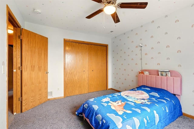 1255 Pacific St, Ely, IA 52227 - bedroom with carpet flooring, a closet, and ceiling fan