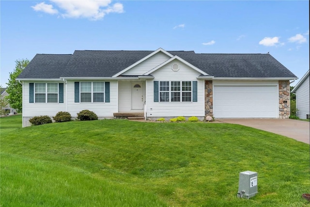 191 Bear Creek Ct, Palo, IA 52324 - view of front of property with driveway, a garage, a front lawn, and roof with shingles
