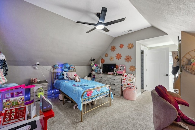 518 Main St, Fairfax, IA 52228 - bedroom with lofted ceiling, carpet floors, and a ceiling fan
