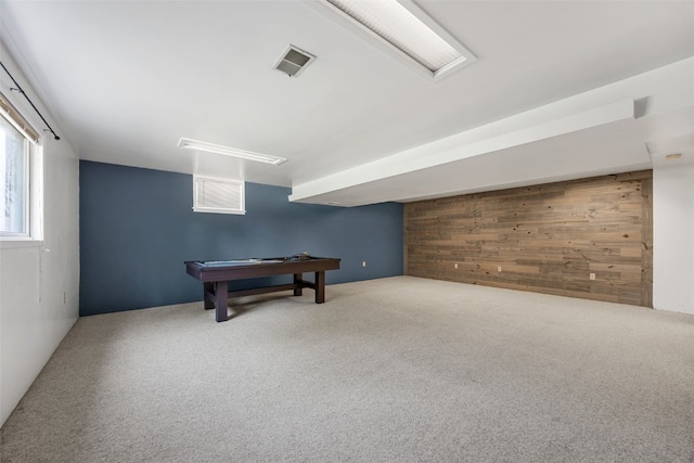 212 4th St SW, Mount Vernon, IA 52314 - game room featuring wood walls, carpet floors, and pool table