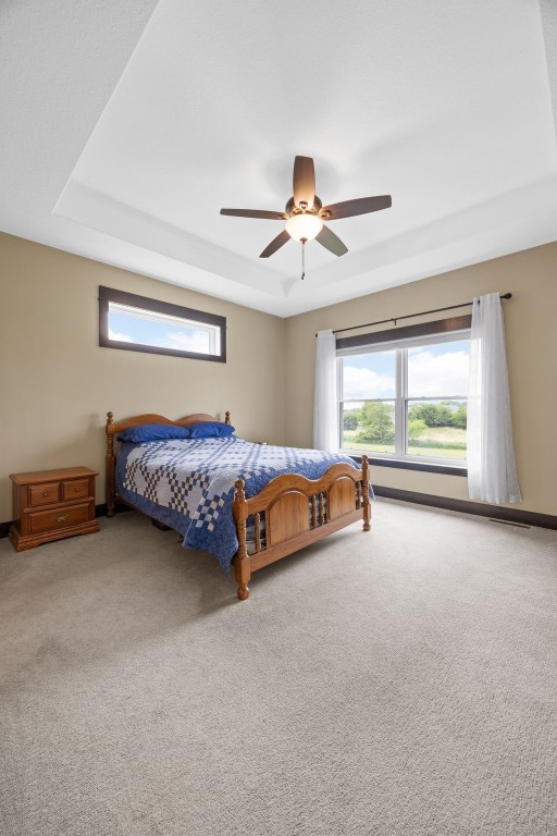 3363 Southridge Dr, Amana, IA 52203 - bedroom with carpet and ceiling fan