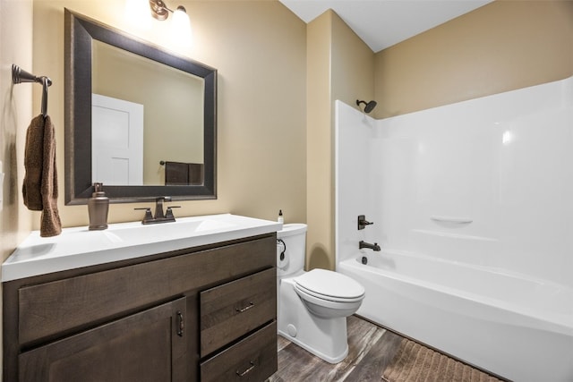 3363 Southridge Dr, Amana, IA 52203 - bathroom featuring wood finished floors, vanity, and shower / bathtub combination