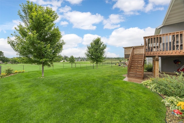 1953 Bowstring Dr, Marion, IA 52302 - fenced backyard with stairway and a wooden deck
