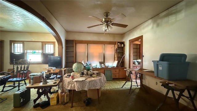 419 21st St NE, Cedar Rapids, IA 52402 - office space featuring a ceiling fan and arched walkways