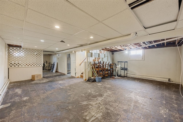 2469 1st St SW, Cedar Rapids, IA 52404 - below grade area with stairs and a drop ceiling